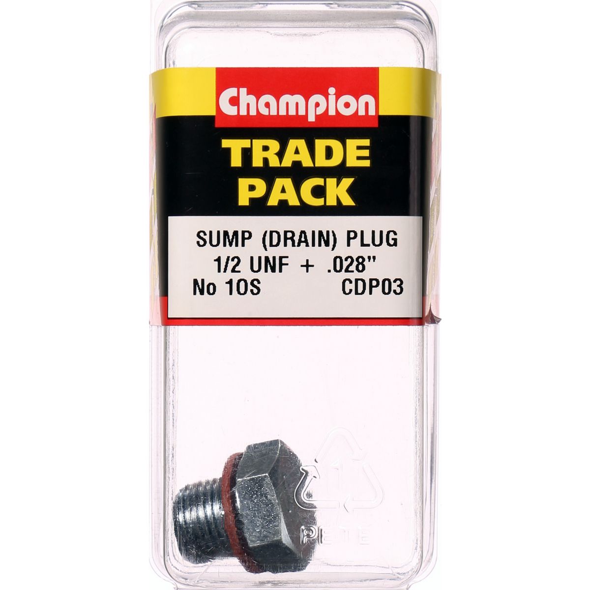 Champion Fasteners Drain Plug No.1 O/S 1/2In+.028In CDP03