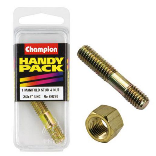 Champion Fasteners Manifold Stud & Nut 3/8In X 2In Unc BH290