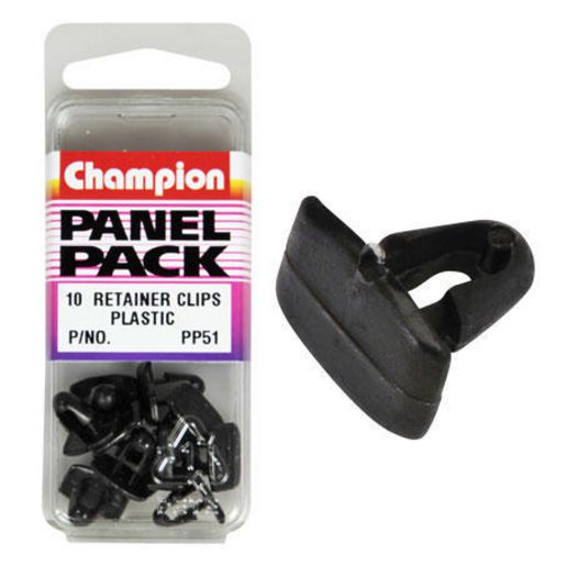 Champion Fasteners Retainer Clip  Black Len:11mm Stem Dia: 7mm Head: 9x13mm PP51
