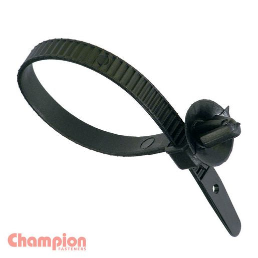 Champion Fasteners Hole Mounted Cable Strap  Black Len: 160mm Hole: 6mm PP99