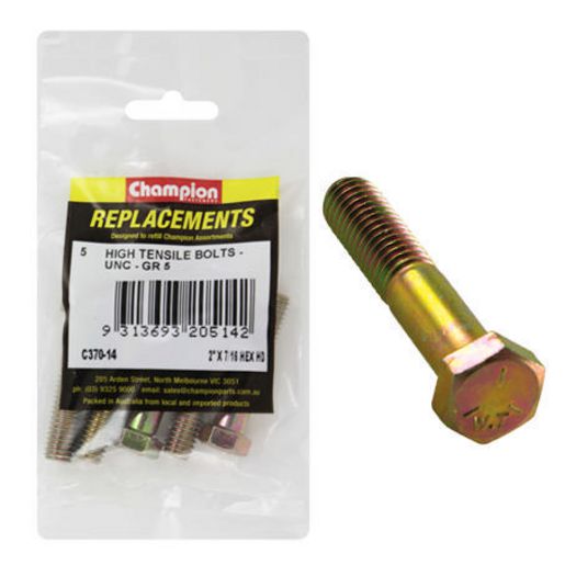 Champion Fasteners Hex Bolt High Tensile 7/16in x 2in UNC Grade 5 C370-14
