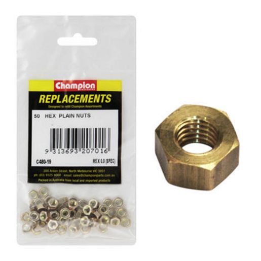 Champion Fasteners Hex Plain Nut High Tensile M5 x 0.9mm Class 8 C480-19
