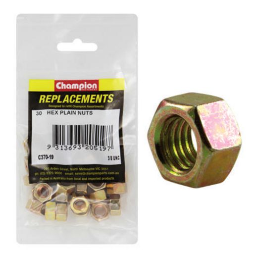 Champion Fasteners Hex Plain Nut 3/8in UNC Class 5 C370-19
