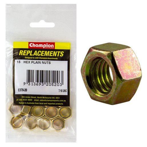 Champion Fasteners Hex Plain Nut 7/16in UNC Class 5 C370-20