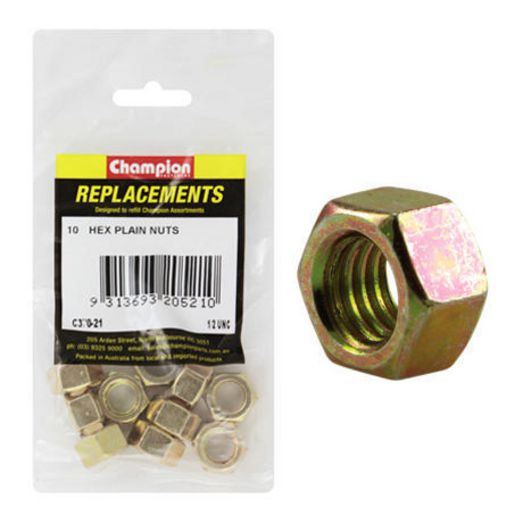 Champion Fasteners Hex Plain Nut 1/2in UNC Class 5 C370-21