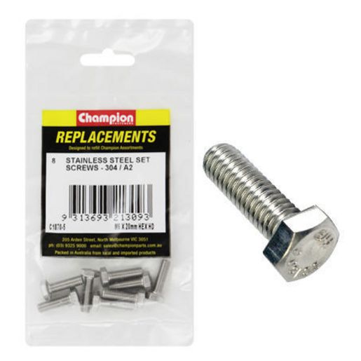 Champion Fasteners Hex Set Screw Stainless Steel M6 X 20mm 304/A2 C1870-5