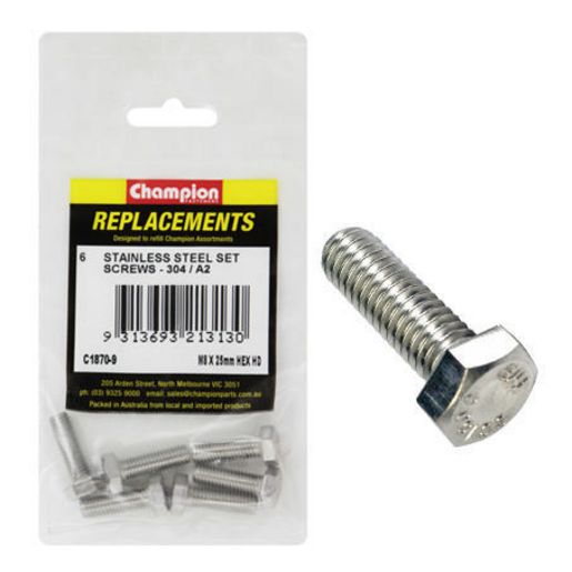 Champion Fasteners Hex Set Screw Stainless Steel M8 x 25mm 304/A2 C1870-9