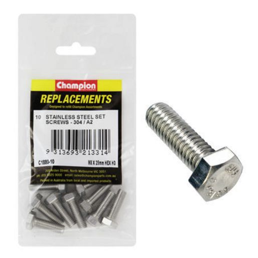 Champion Fasteners Hex Set Screw Stainless Steel M8 x 25mm 304/A2 C1880-10