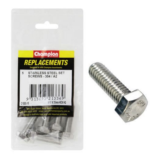 Champion Fasteners Hex Set Screw Stainless Steel M10 x 35mm 304/A2 C1880-15
