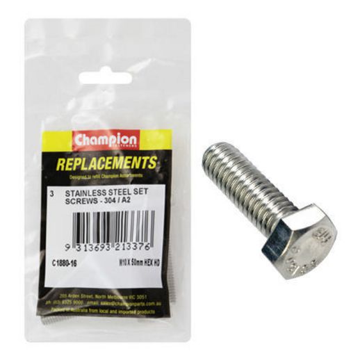 Champion Fasteners Hex Set Screw Stainless Steel M10 x 50mm 304/A2 C1880-16