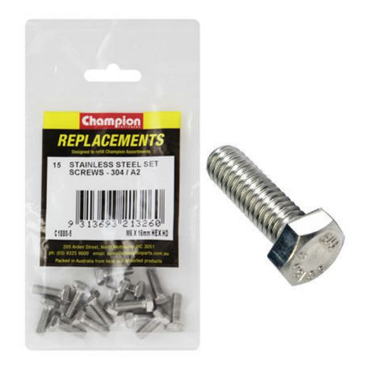 Champion Fasteners Hex Set Screw Stainless Steel M6 x 16mm 304/A2 C1880-5