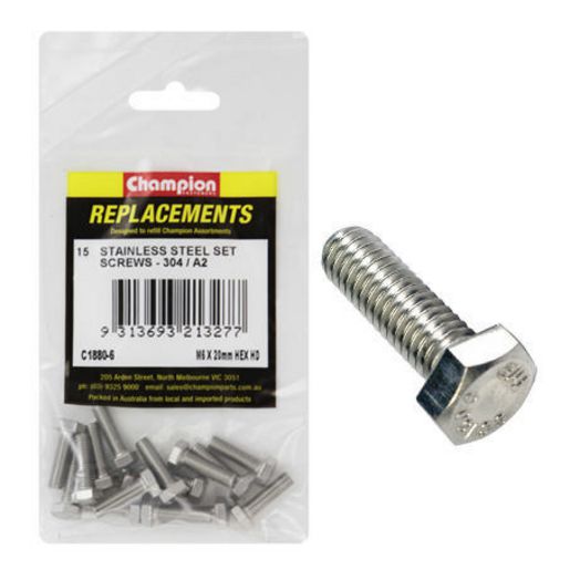 Champion Fasteners Hex Set Screw Stainless Steel M6 x 20mm 304/A2 C1880-6