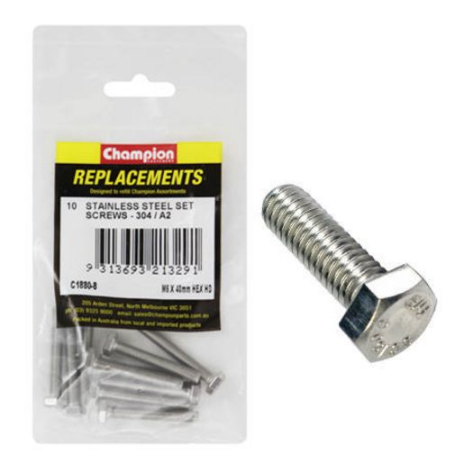 Champion Fasteners Hex Set Screw Stainless Steel M6 x 40mm 304/A2 C1880-8