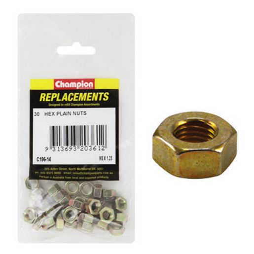 Champion Fasteners Hex Plain Nut High Tensile M8 x 1.25mm Class 8 C196-14
