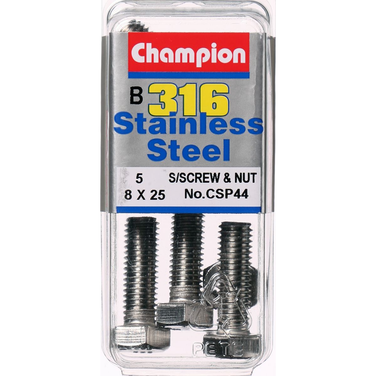 Champion Hex Nut & Screw Set M8x25mm & M8x1.25mm 10Pk CSP44