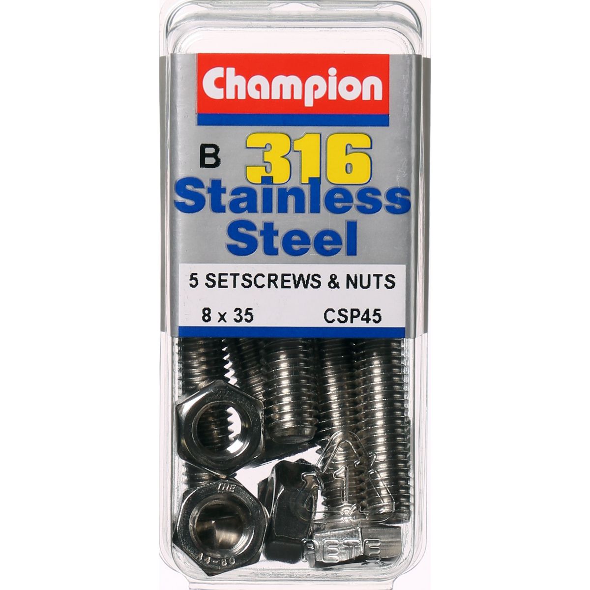 Champion Hex Nut & Screw Set M8x35mm & M8x1.25mm 10Pk CSP45