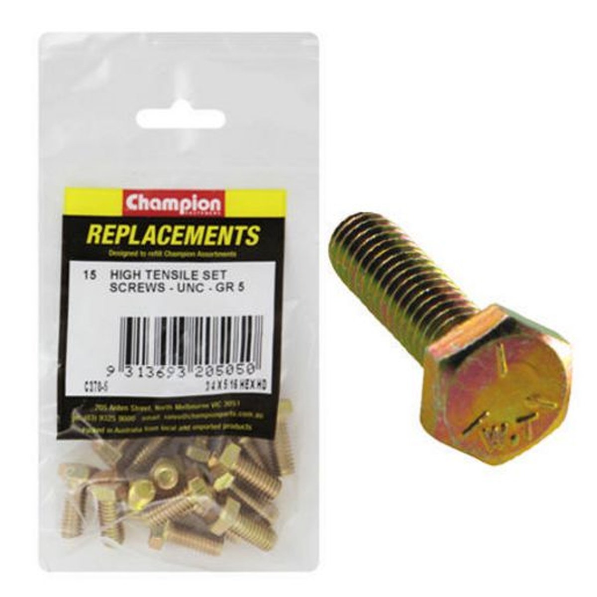 Champion Hex Screw Set HT 5/16″ x 3/4″ UNC 15Pk C370-5