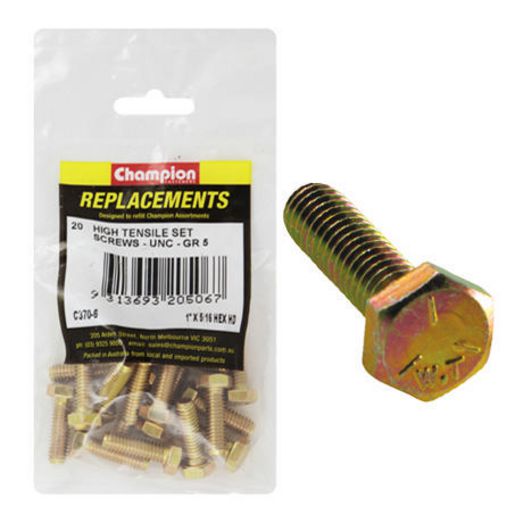 Champion Fasteners Hex Set Screw High Tensile 5/16in x 1in UNC Grade 5 C370-6