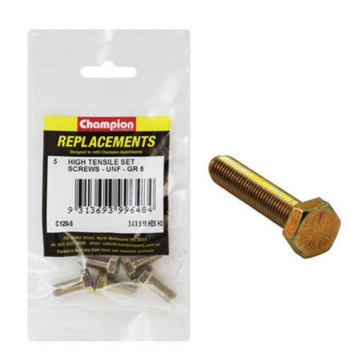 Champion Fasteners Hex Set Screw High Tensile 5/16in x 3/4in UNF Grade 5 C120-5