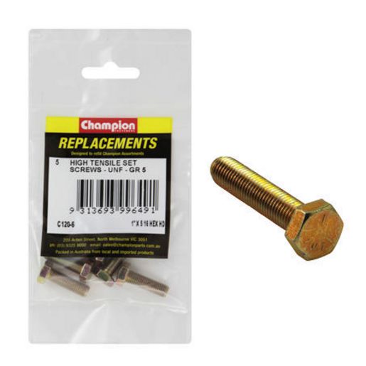 Champion Fasteners Hex Set Screw High Tensile 5/16in x 1in UNF Grade 5 C120-6