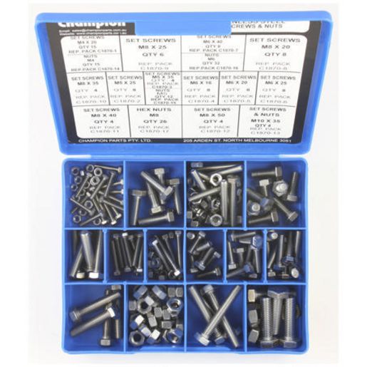 Champion Fasteners Metric Set Screw & Nut S/Steel Assortment CA1870