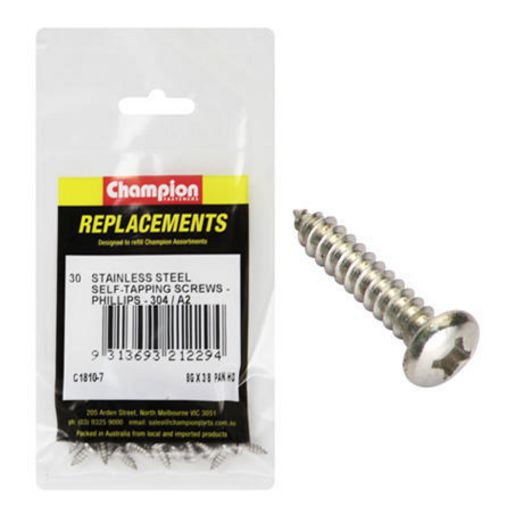 Champion Fasteners Self Tapper Screw Pan Phillips Stainless Steel 4.2 x 9.5mm 304/A2 C1810-7