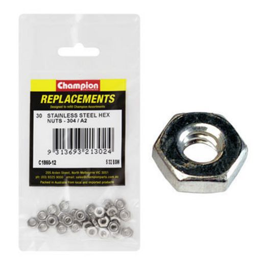 Champion Fasteners Hex Plain Nut Stainless Steel 8/32in 304/A2 C1860-12