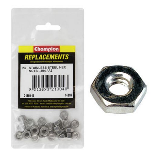 Champion Fasteners Hex Plain Nut Stainless Steel 1/4in 304/A2 C1860-14