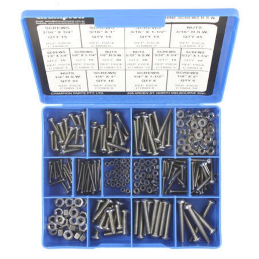 Champion Fasteners Machine Screw & Nut S/Steel Assortment CA1860