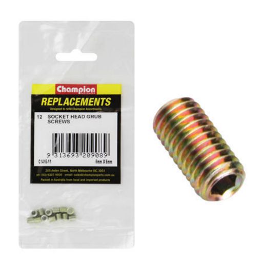 Champion Grub Screw Socket Head M6 x 6mm 12Pk C1416-11