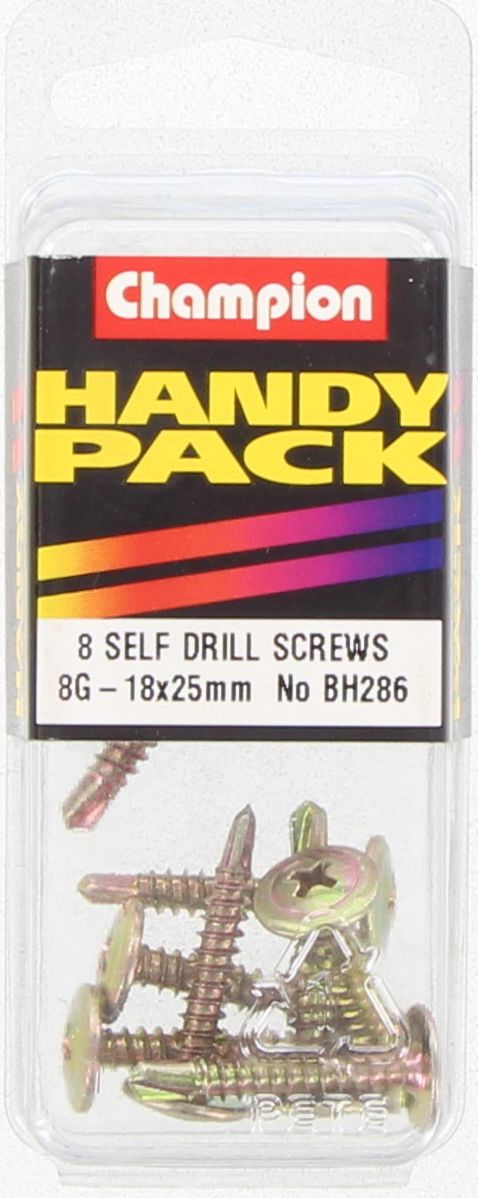 Champion Mushroom Head Self Drilling Screw Phillips 4.2-18 x 25mm 8Pk BH286