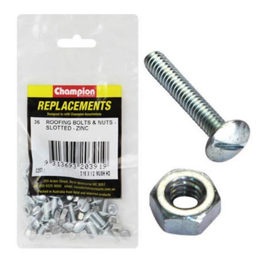 Champion Fasteners Roofing Bolt Mushroom Head & Hex Plain Nut 3/16in x 1/2in UNC Zinc Plated C252-1