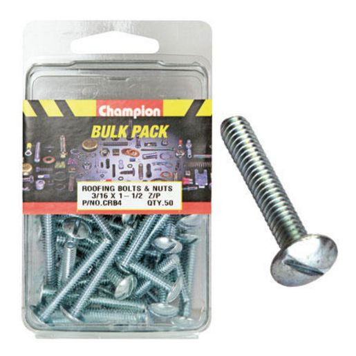 Champion Fasteners Roofing Bolt Mushroom Hd Combo 3/16in x 1 1/2in UNC Zinc Plated CRB4