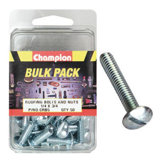 Champion Fasteners Roofing Bolt Mushroom Hd Combo 1/4in x 3/4in UNC Zinc Plated CRB5