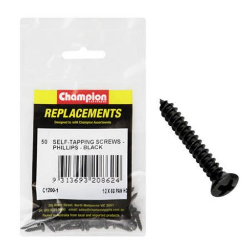 Champion Fasteners Self Tapp 3.5 X 13mm Black Screws C1200-1