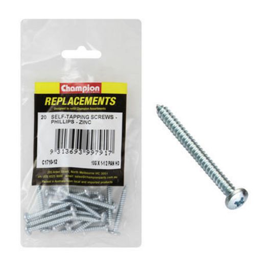 Champion Fasteners Self TaPPEr Screw Pan Phillips 4.8 X 38mm Zinc Plated C1710-12