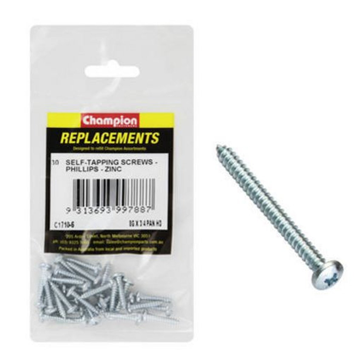 Champion Screw Self Tapp Panhead Phillips 4.2 x 19mm 30Pk C1710-6