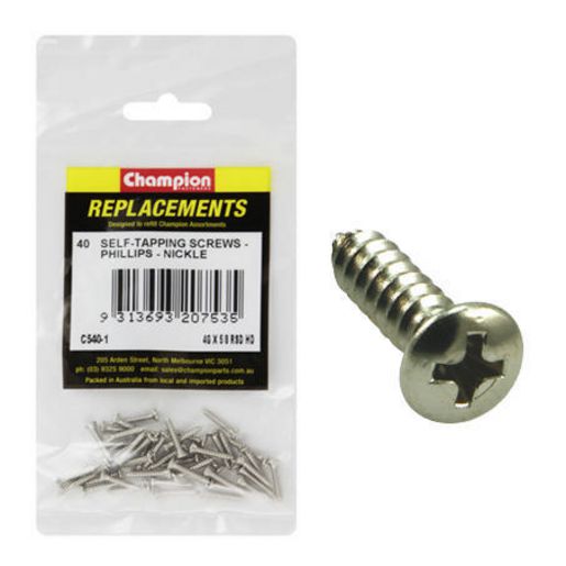 Champion Fasteners Self Tapper Screw Rsd Phillips 2.9 x 16mm Nickel Plated C540-1