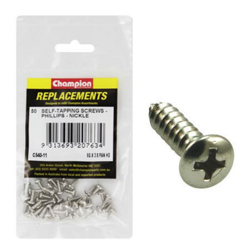 Champion Fasteners Self Tapperer Screw Pan Phillips 3.5 x 9.5mm Nickel Plated C540-11