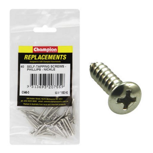 Champion Fasteners Self Tapper Screw Rsd Phillips 3.5 x 25mm Nickel Plated C540-3