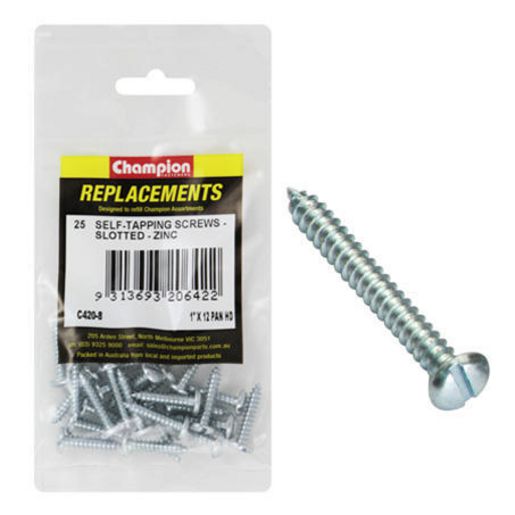 Champion Fasteners Self Tapper Screw Pan Slot 5.5 x 25mm Zinc Plated C420-8