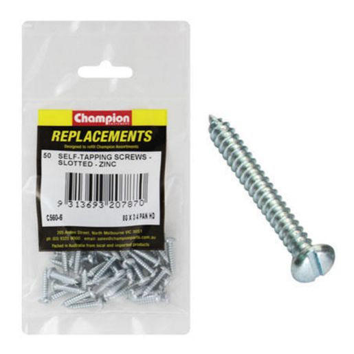 Champion Fasteners Self Tapper Screw Pan Slot 4.2 x 19mm Zinc Plated C560-6