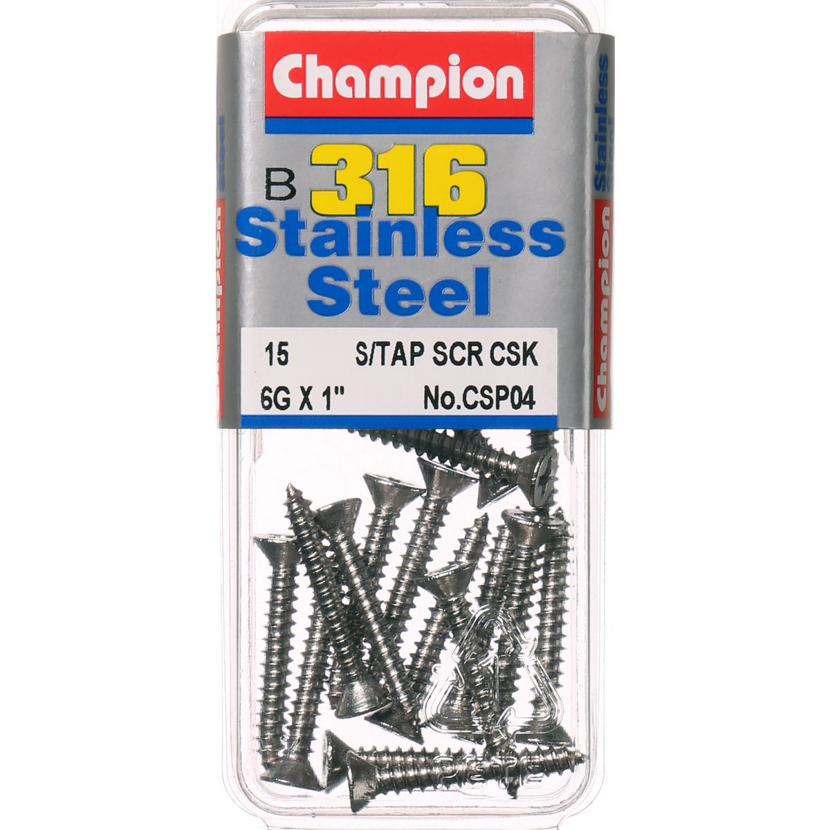 Champion Fasteners Self TaPPEr Screw Csk Phillips Stainless Steel 3.5X25mm 316/A4 CSP04