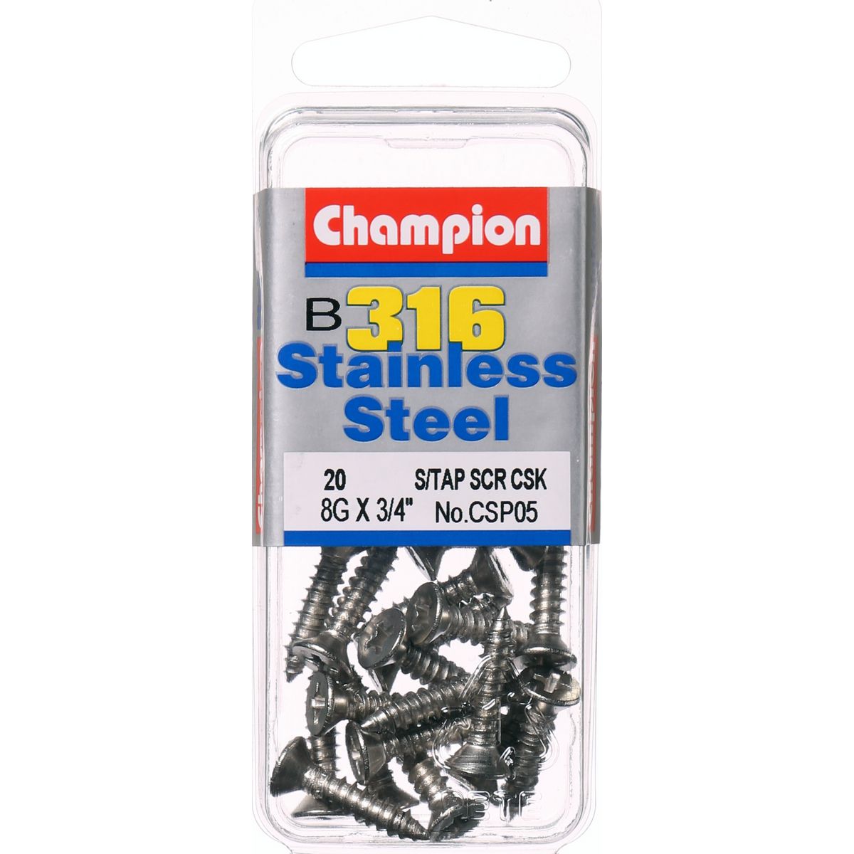 Champion Fasteners Self TaPPEr Screw Csk Phillips Stainless Steel 4.2X19mm 316/A4 CSP05