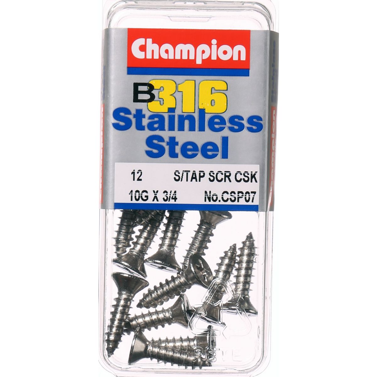 Champion Fasteners Self TaPPEr Screw Csk Phillips Stainless Steel 4.8X19mm 316/A4 CSP07