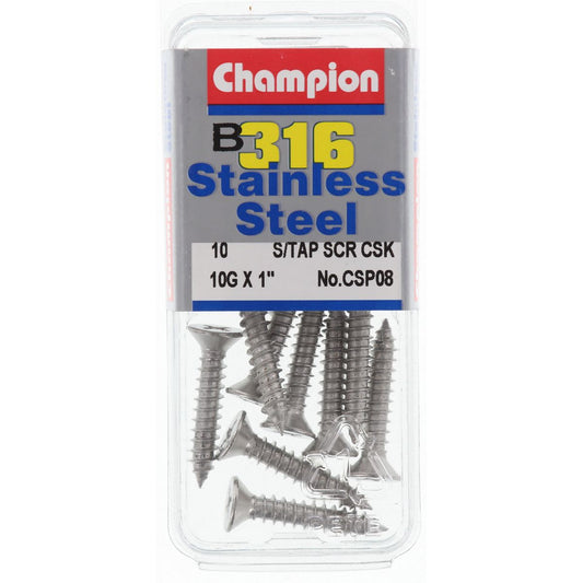 Champion Fasteners Self TaPPEr Screw Csk Phillips Stainless Steel 4.8X25mm 316/A4 CSP08