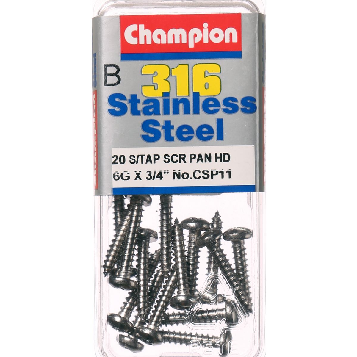 Champion Fasteners Self TaPPEr Screw Pan Phillips Stainless Steel 3.5X19mm 316/A4 CSP11