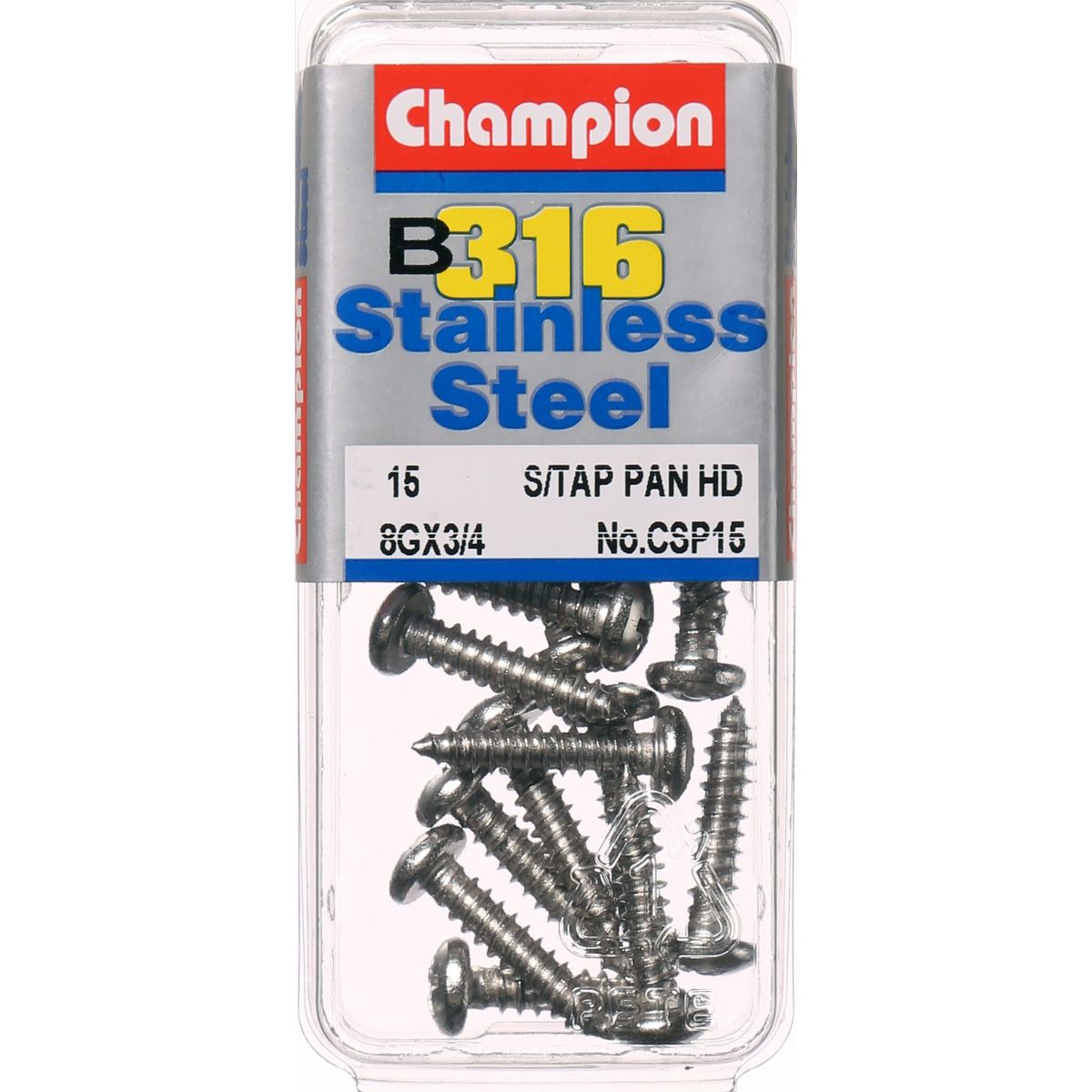 Champion Fasteners Self TaPPEr Screw Pan Phillips Stainless Steel 4.2X19mm 316/A4 CSP15