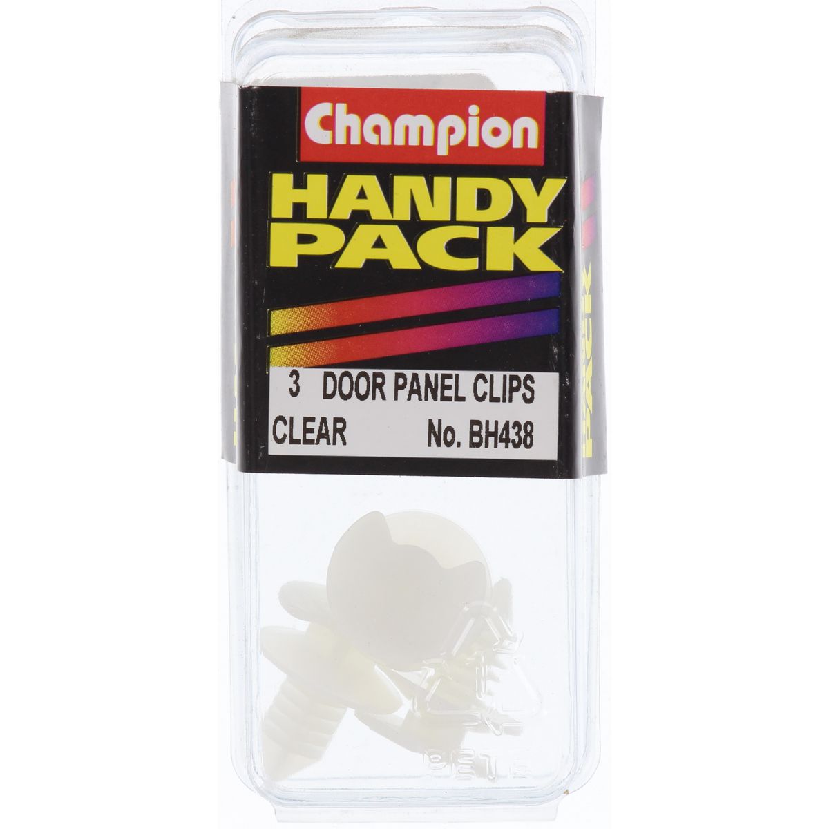 Champion Fasteners Door Panel Clip Clear Len: 12mm Stem Dia: 8mm Top Head: 17.4mm Bottom Head: 19mm BH438