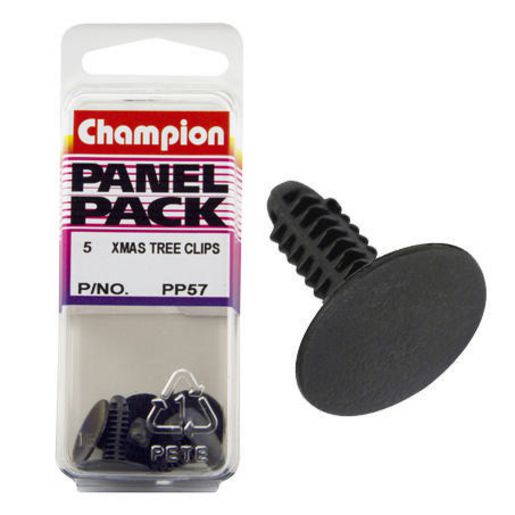Champion Fasteners Xmas Tree Clip Black Len:18mm Stem Dia: 4.7mm Head:16mm PP57